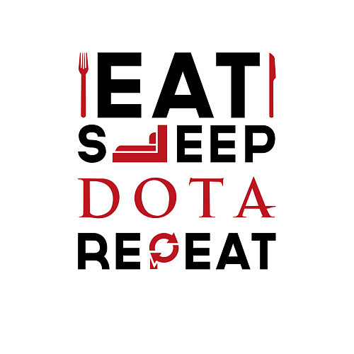 Мужской свитшот Надпись: Eat Sleep Dota Repeat / Белый – фото 3