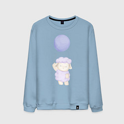 Свитшот хлопковый мужской Милая Овечка С Воздушным Шариком, цвет: мягкое небо