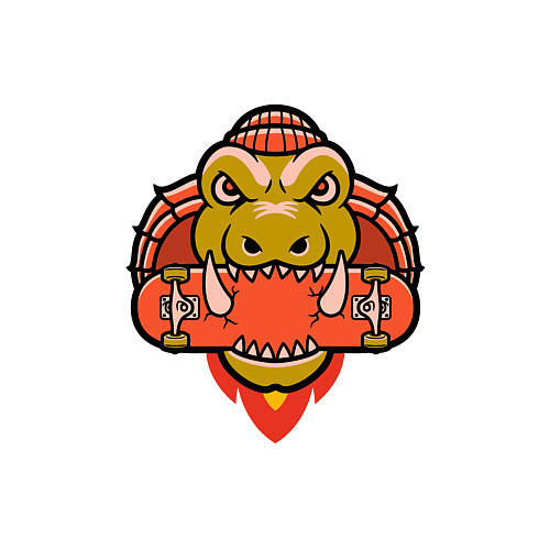 Мужской свитшот DINOSAUR AND SKATEBOARD / Белый – фото 3