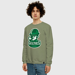 Свитшот хлопковый мужской Celtics Team, цвет: авокадо — фото 2