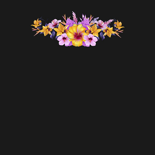 Мужской свитшот Цветы Разноцветные Гибискус и Ирисы / Черный – фото 3