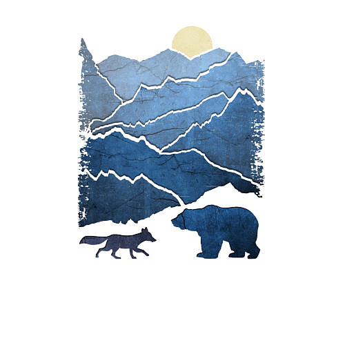 Мужской свитшот Животные в горах / Белый – фото 3