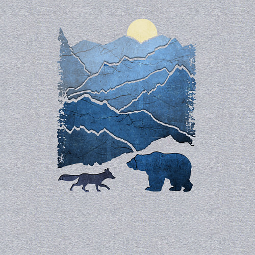 Мужской свитшот Животные в горах / Меланж – фото 3