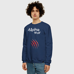 Свитшот хлопковый мужской Alpha Wolf Альфа Волк, цвет: тёмно-синий — фото 2