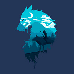 Свитшот хлопковый мужской Принцесса Мононоке волчий силуэт, цвет: тёмно-синий — фото 2