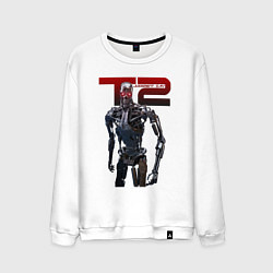 Свитшот хлопковый мужской Terminator 2 - T800, цвет: белый