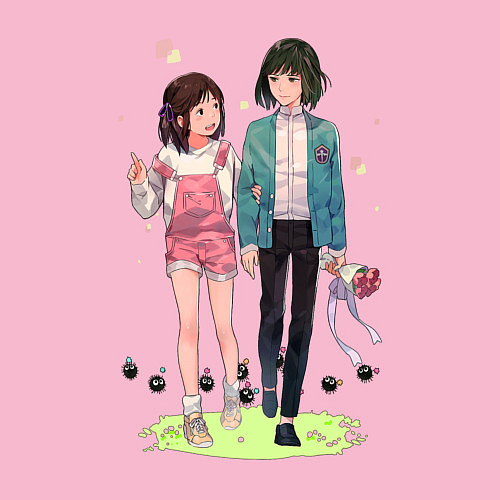 Мужской свитшот Chihiro & Haku / Светло-розовый – фото 3