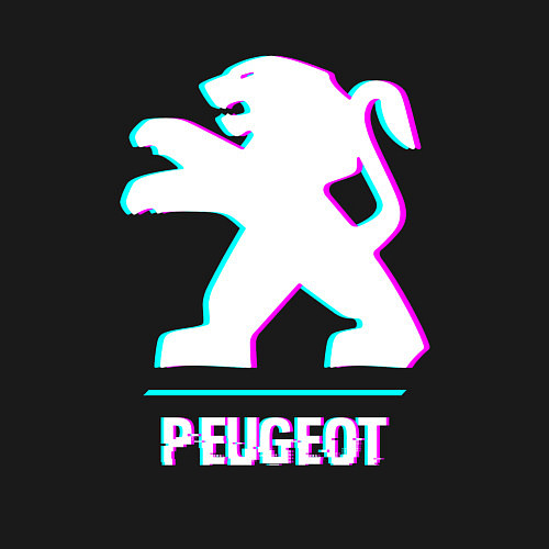 Мужской свитшот Значок Peugeot в стиле Glitch / Черный – фото 3