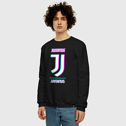 Свитшот хлопковый мужской Juventus FC в стиле Glitch, цвет: черный — фото 2