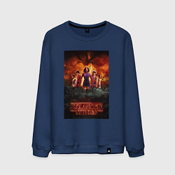 Свитшот хлопковый мужской Очень странные дела, персонажи, цвет: тёмно-синий