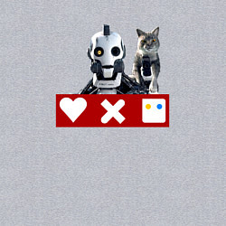 Свитшот хлопковый мужской Love death and robots белый робот с котом, цвет: меланж — фото 2