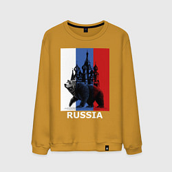 Свитшот хлопковый мужской Медведь и кремль, цвет: горчичный