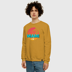 Свитшот хлопковый мужской Майами Флорида, цвет: горчичный — фото 2