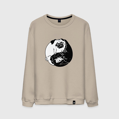 Мужской свитшот Собачий Инь Янь / Миндальный – фото 1