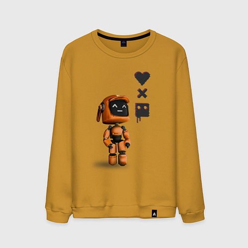 Мужской свитшот Оранжевый робот с логотипом LDR / Горчичный – фото 1