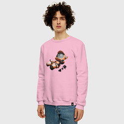 Свитшот хлопковый мужской Падающий робот с логотипом, цвет: светло-розовый — фото 2