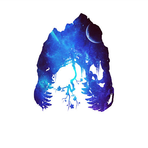 Мужской свитшот Череп Тираннозавра Космос / Белый – фото 3