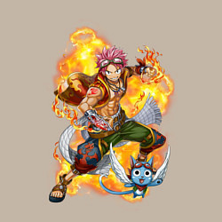 Свитшот хлопковый мужской Нацу Драгнил и Хеппи, цвет: миндальный — фото 2