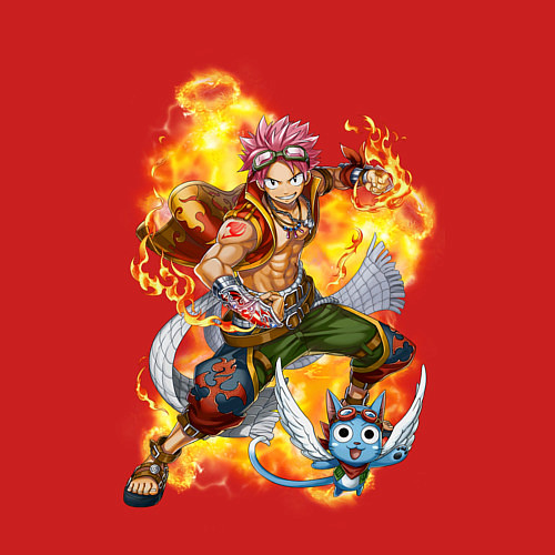 Мужской свитшот Нацу Драгнил и Хеппи / Красный – фото 3