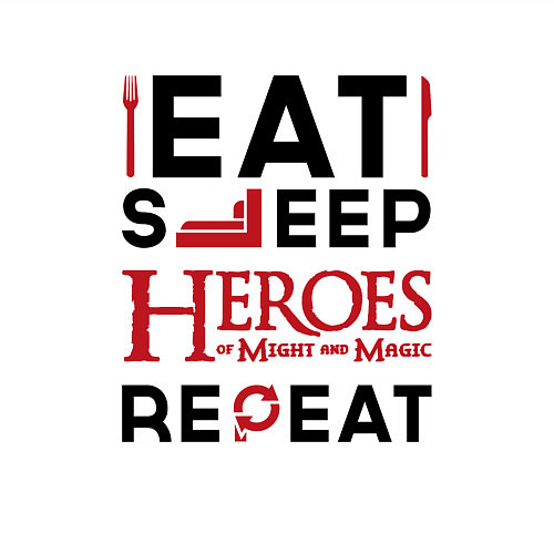 Мужской свитшот Надпись: Eat Sleep Heroes of Might and Magic Repea / Белый – фото 3