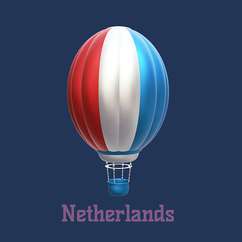 Мужской свитшот 3d aerostat Netherlands flag / Тёмно-синий – фото 3