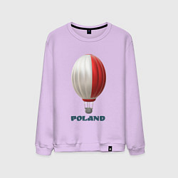 Свитшот хлопковый мужской 3d aerostat Polish flag, цвет: лаванда