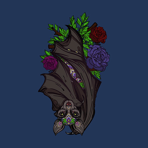 Мужской свитшот Притаившийся маленький крылан / Тёмно-синий – фото 3