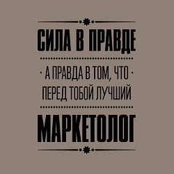 Свитшот хлопковый мужской Надпись: Сила в правде, а правда в том, что перед, цвет: утренний латте — фото 2