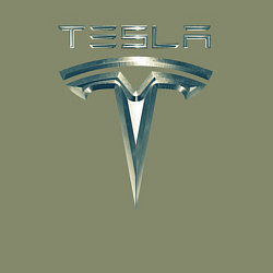 Свитшот хлопковый мужской Tesla Logo Тесла Логотип Карбон, цвет: авокадо — фото 2
