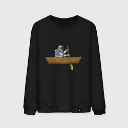 Мужской свитшот Космонавт в лодке