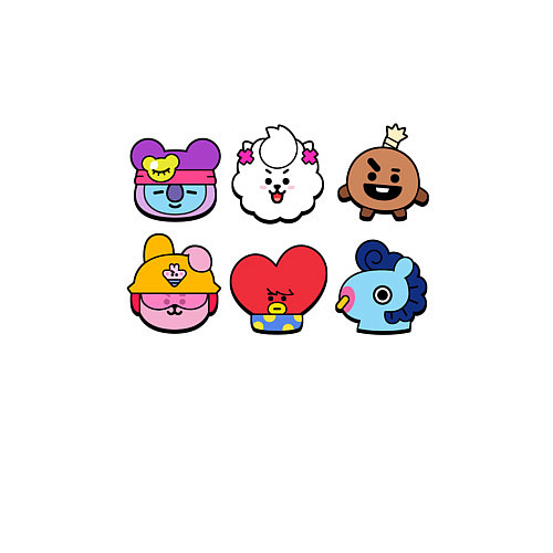 Мужской свитшот Значки BT21 Пины Бравл Старс BTS / Белый – фото 3