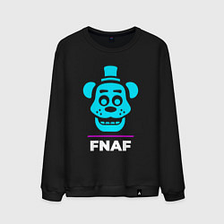 Свитшот хлопковый мужской Символ FNAF в неоновых цветах, цвет: черный