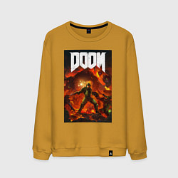 Свитшот хлопковый мужской Doom slayer - hell, цвет: горчичный
