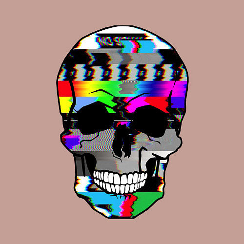 Мужской свитшот No signal - Skull Glitch / Пыльно-розовый – фото 3