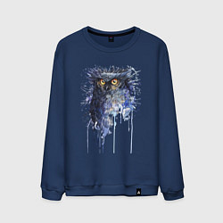 Мужской свитшот Прикольная сова в акварельном рисунке