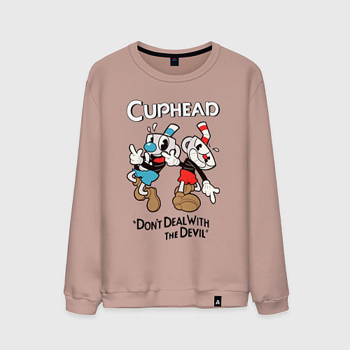 Мужской свитшот Cuphead - dont deal with devil / Пыльно-розовый – фото 1