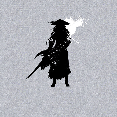 Мужской свитшот Самурай и белая луна / Меланж – фото 3