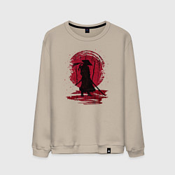 Мужской свитшот Самурай и красная луна