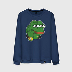 Свитшот хлопковый мужской Пепе Лягушонок советует думать, цвет: тёмно-синий