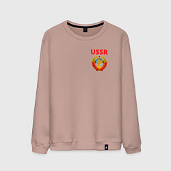 Свитшот хлопковый мужской USSR логотип, цвет: пыльно-розовый