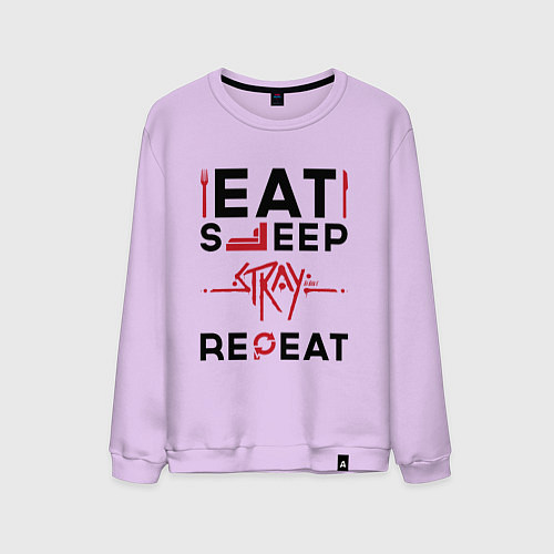 Мужской свитшот Надпись: Eat Sleep Stray Repeat / Лаванда – фото 1