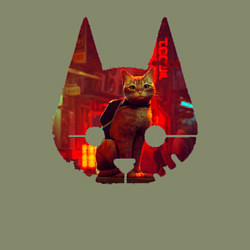 Свитшот хлопковый мужской Кот из игры Stray, цвет: авокадо — фото 2