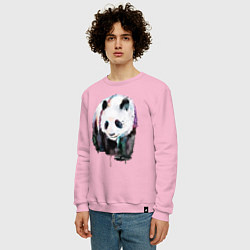 Свитшот хлопковый мужской Панда - акварель, цвет: светло-розовый — фото 2