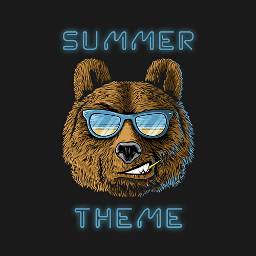 Мужской свитшот Beach bear - summer theme / Черный – фото 3