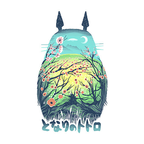 Мужской свитшот Тоторо - ветка сакуры / Белый – фото 3