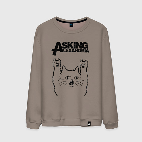 Мужской свитшот Asking Alexandria - rock cat / Утренний латте – фото 1