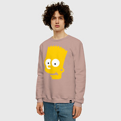 Свитшот хлопковый мужской Барт Симпсон - портрет, цвет: пыльно-розовый — фото 2