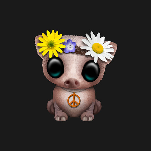 Мужской свитшот Мир - Свинка / Черный – фото 3