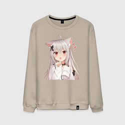 Свитшот хлопковый мужской Неко кошка-девочка, цвет: миндальный