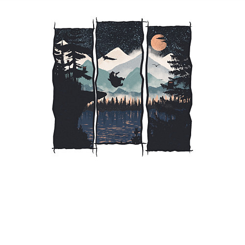 Мужской свитшот Оранжевая луна и ночное веселье / Белый – фото 3